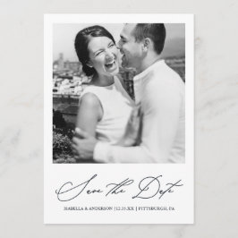 Chic Blue Photo Save Date Spara Datumet