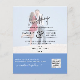 Chic Blue Photo Wedding Investigation QR Code Spar Flygblad