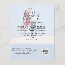 Chic Blue Photo Wedding Investigation QR Code Spar