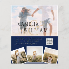 Chic Blue Photo Wedding Investigation QR Code Spar Flygblad