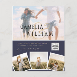 Chic Blue Photo Wedding Investigation QR Code Spar Flygblad