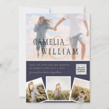 Chic Blue Photo Wedding Investigation QR Code Spar