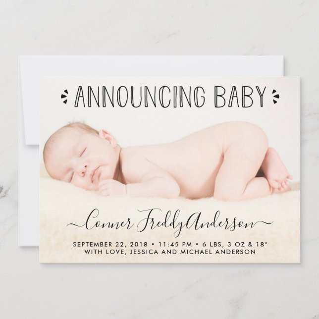 Chic Blue Polka dots Birth Notice of Meddelande (Framsida)