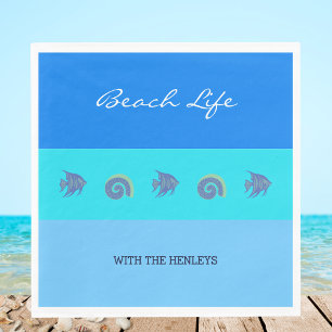 Chic Blue Rand Fish Snäcka Family Beach House Pappersservett
