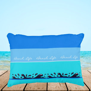 Chic Blue Rand Ocean Vinkar Beach Life Prydnadskudde