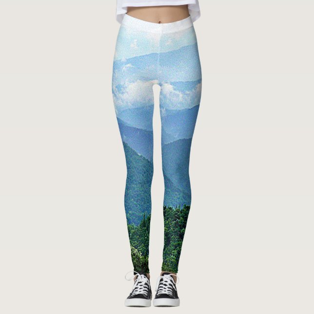 Chic Blue Ridge Mountains Photography Snyggt Yoga Leggings (Framsida)