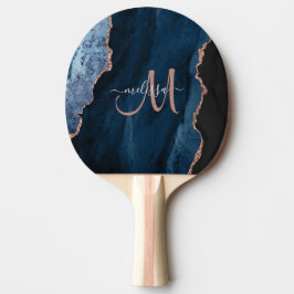 Chic Blue Ro Glitter Guld Agate Anpassningsbar Mon Pingisracket