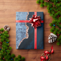 Chic Blue Ro Glitter Guld Agate Anpassningsbar Mon