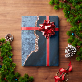 Chic Blue Ro Glitter Guld Agate Anpassningsbar Mon Presentpapper