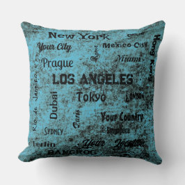 chic Blue Rustic mega-städer i världen Kudde