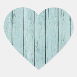 Chic Blue Rustic Wood Hjärtformat Klistermärke