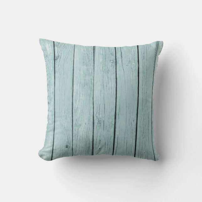 Chic Blue Rustic Wood Kudde (Framsida)