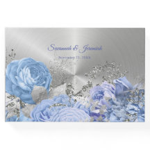Chic Blue Silver Blommigt Anpassade Bröllop