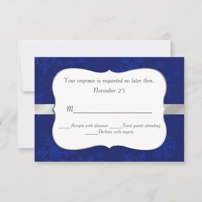 Chic Blue Snöflingor Bröllop OSA Card Kort (Framsida)