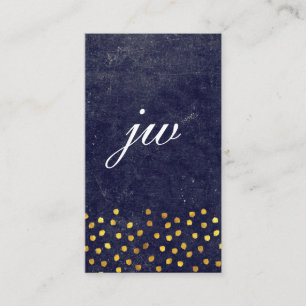chic blue struktur med golden spots monogram visitkort