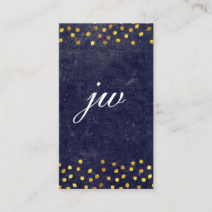 chic blue struktur med golden spots monogram visitkort