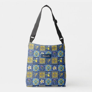 Chic Blue teal Sicilian citrus Mediterranean Axelväska