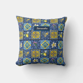 Chic Blue teal Sicilian citrus Mediterranean Kudde