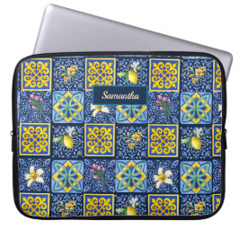 Chic Blue teal Sicilian citrus Mediterranean Laptop Fodral