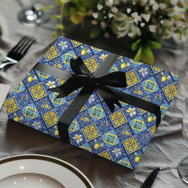 Chic Blue teal Sicilian citrus Mediterranean Presentpapper
