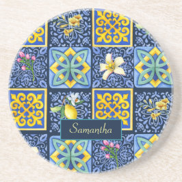 Chic Blue teal Sicilian citrus Mediterranean Underlägg