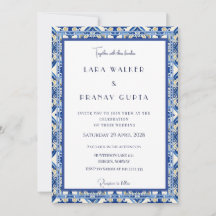 Chic Blue Tile Bröllop Elegance