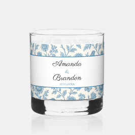 Chic Blue Toile de Jouy Floral Border Wedding
