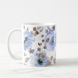 Chic Blue Watercolor Flowers Kaffemugg