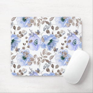 Chic Blue Watercolor Flowers Musmatta