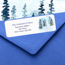 Chic Blue Watercolor Julgranar Namn Adress