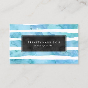Chic Blue Watercolor Rand Chalkboard Visitkort