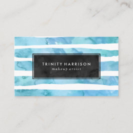 Chic Blue Watercolor Rand | Chalkboard Visitkort
