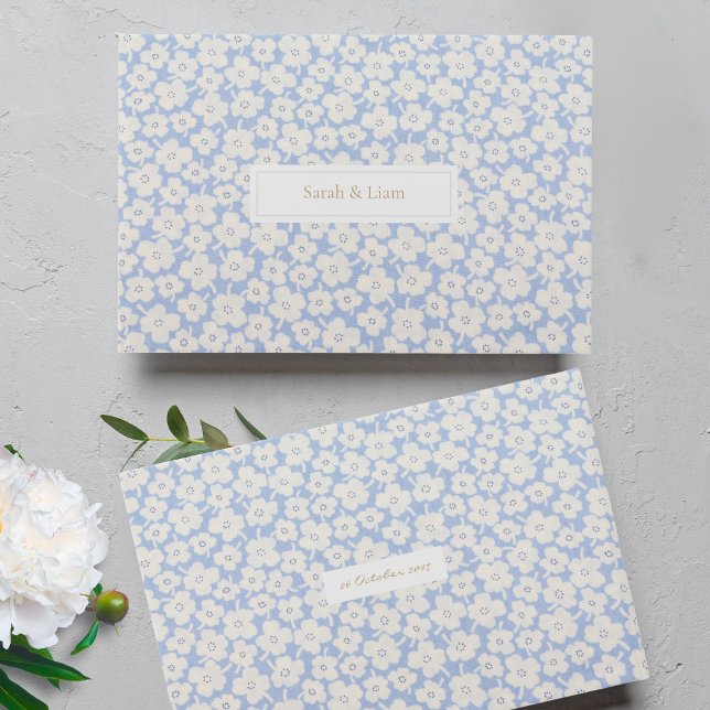 Chic Blue & White Blommigt par Bröllop Gästböcker (Skapare uppladdad)