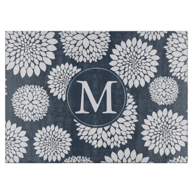 Chic Blue White Flowers Monogram (Framsidan)