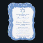 Chic Blue & White Jewish Star of David Pub Mitzvah Inbjudningar<br><div class="desc">Dessa inbjudningar kan anpassas för alla judiska heligor, inklusive Pub Mitzvah, Bat mitzvah, bekräftelse, Bröllop etc. Lägg till anpassningsbarnas ordalydelse genom att använda avsnittet "Redigera den här designmallen" eller klicka på den blå "Anpassa den" om du vill ändra teckensnittet stil och färg eller lägga till ett foto eller extra på...</div>