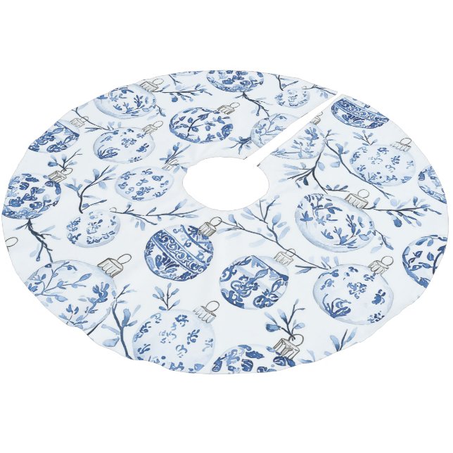 Chic Blue White jul Ornaments Julgransmatta Borstad Polyester (Vinklad)