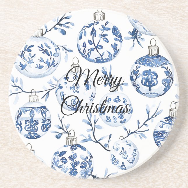 Chic Blue White jul Ornaments Underlägg (Framsidan)
