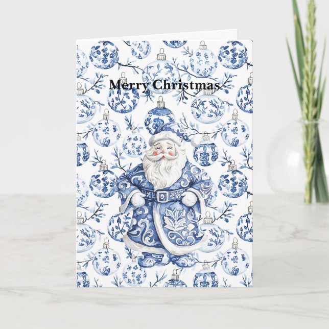 Chic Blue White jultomte Kort (Framsida)