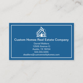 Chic Blue White Real Estate Company House Visitkort