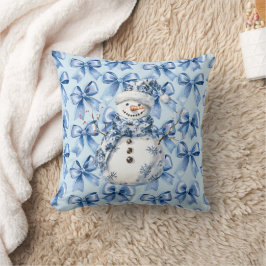 Chic Blue White Snögubbe jul Kudde