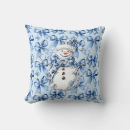 Chic Blue White Snögubbe jul Kudde