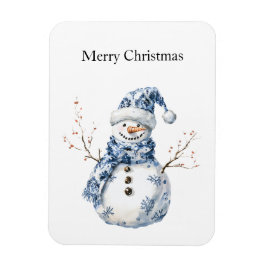 Chic Blue White Snögubbe jul Magnet