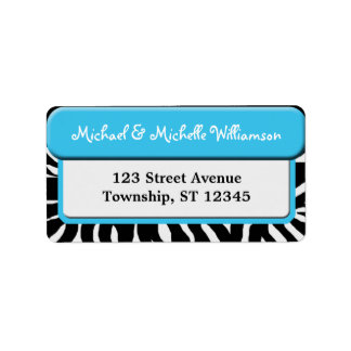 Chic Blue Zebra tryck Adressetiketter