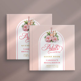 Chic blush and gold petals prosecco guest album gästböcker