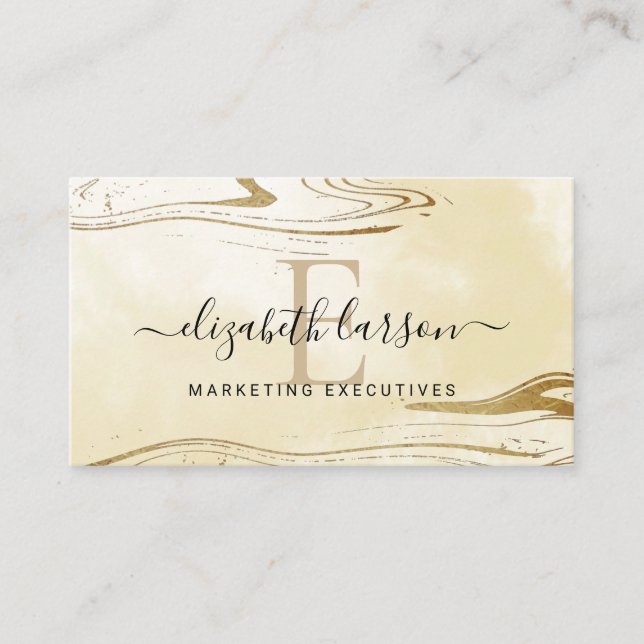 Chic Blush Monogram Guld Glitter Marmor Agat Visitkort (Framsida)
