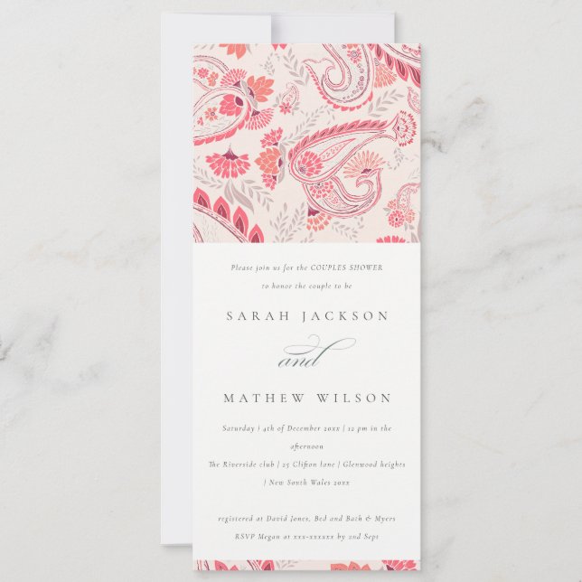 Chic Blush Paisley Typografi Alla Års Jubileum Inbjudningar (Framsida)