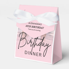 Chic Blush Pink Gradient Photo Birthday Dinner Presentaskar