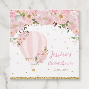 Chic Blush Rosa Blommig Varm Luft Ballong Tack F Gåvor Etiketter