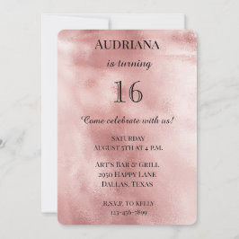 Chic Blush Rosa Glam Glitter Födelsedag Inbjudningar