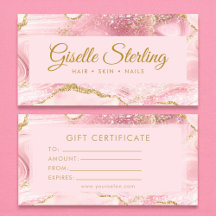 Chic Blush Rosa Guld Agat Marmor Presentkort